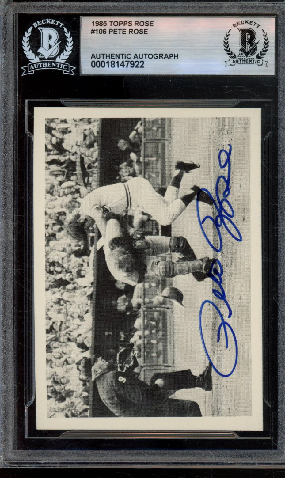 PETE ROSE/COLLISION AT HOME 1985 TOPPS ROSE BGS AUTHENTIC