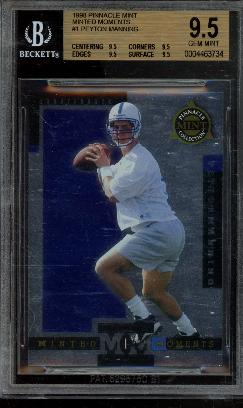 PEYTON MANNING 1998 PINNACLE MINT MINTED MOMENTS BGS 9.5