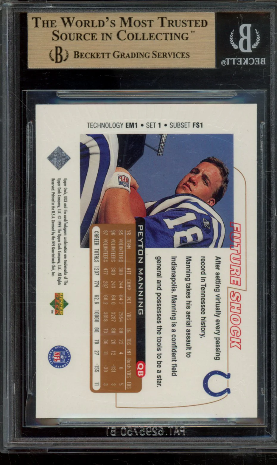 PEYTON MANNING FE 1998 UD3 BGS 9.5 - Image 2