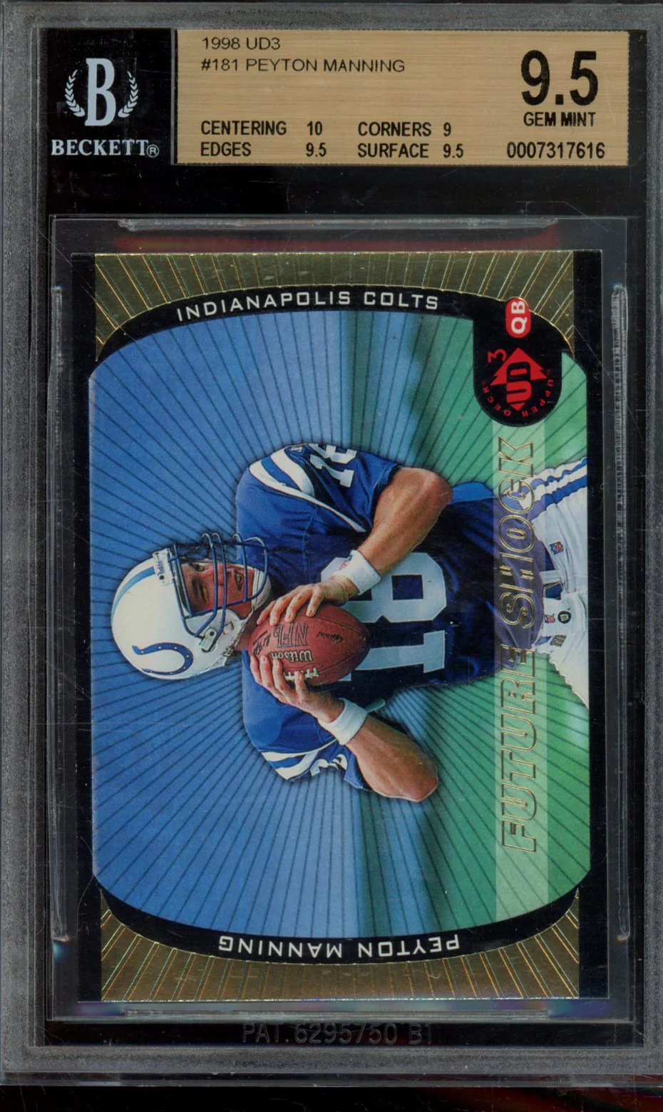 PEYTON MANNING FR RC 1998 UD3 BGS 9.5