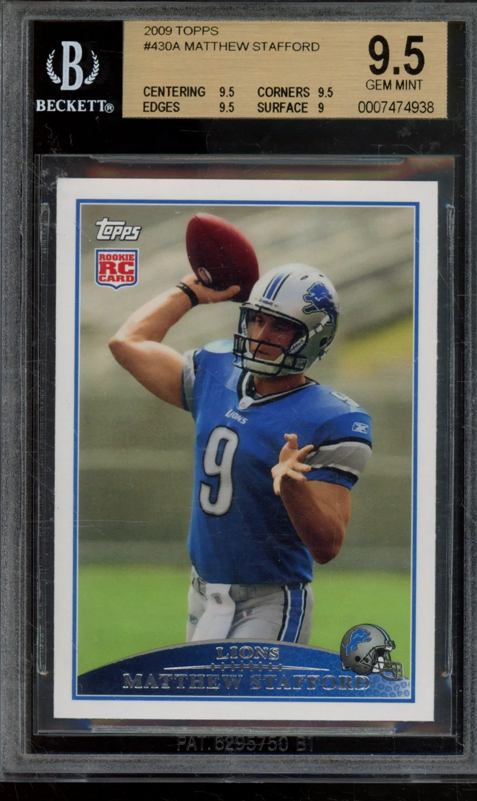 MATTHEW STAFFORD RC 2009 TOPPS BGS 9.5
