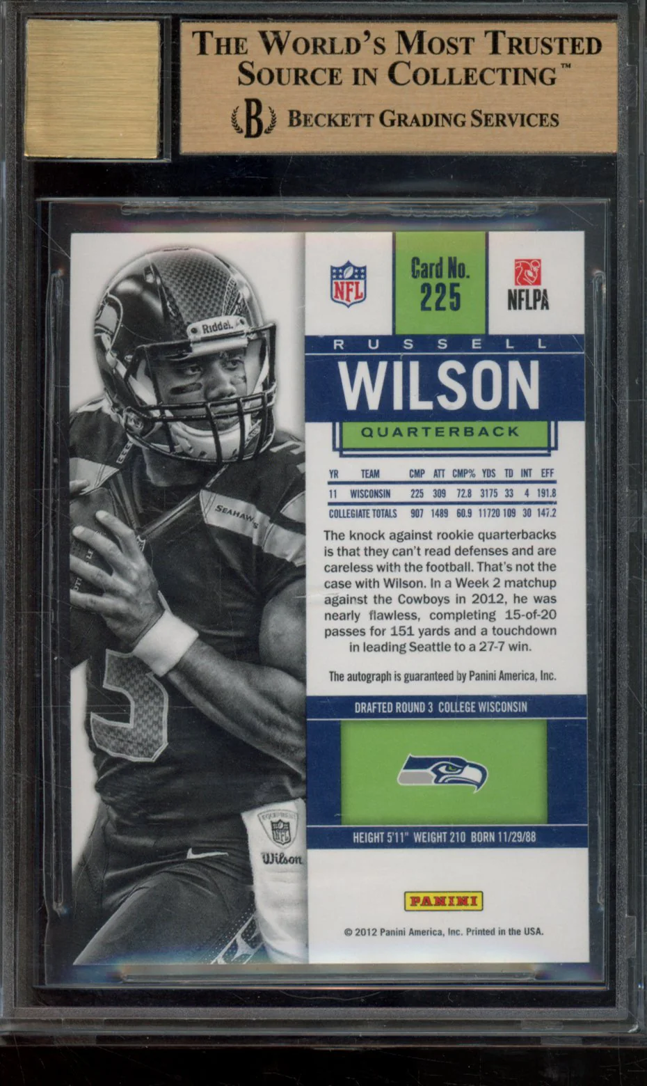 RUSSELL WILSON AU/550* RC 2012 PANINI CONTENDERS BGS 9.5 - Image 2