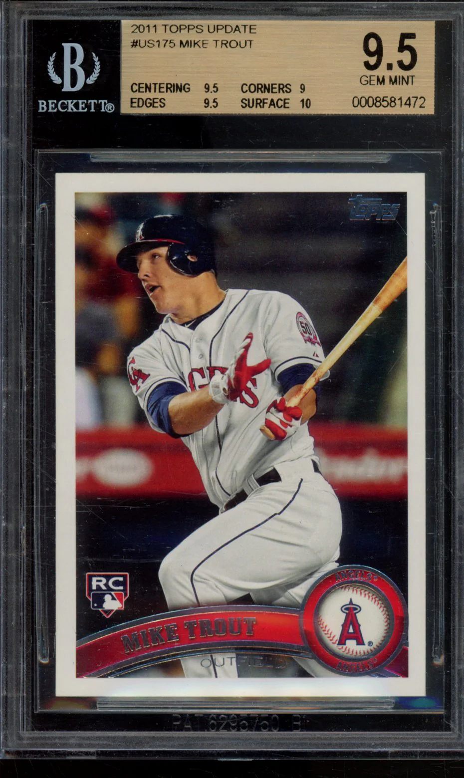 MIKE TROUT RC 2011 TOPPS UPDATE BGS 9.5