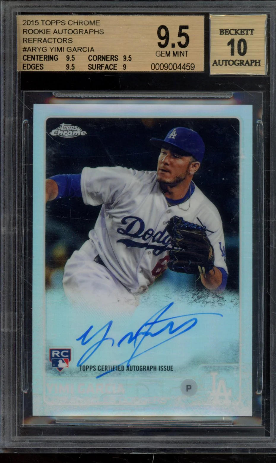 YIMI GARCIA 2015 TOPPS CHROME ROOKIE AUTOGRAPHS REFRACTORS BGS 9.5