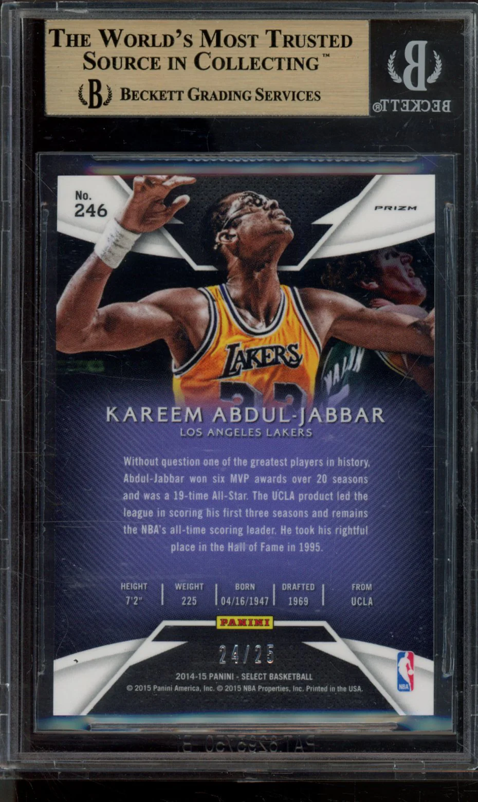 KAREEM ABDUL-JABBAR COU 2014-15 SELECT PRIZMS TIE DYE BGS 10 - Image 2