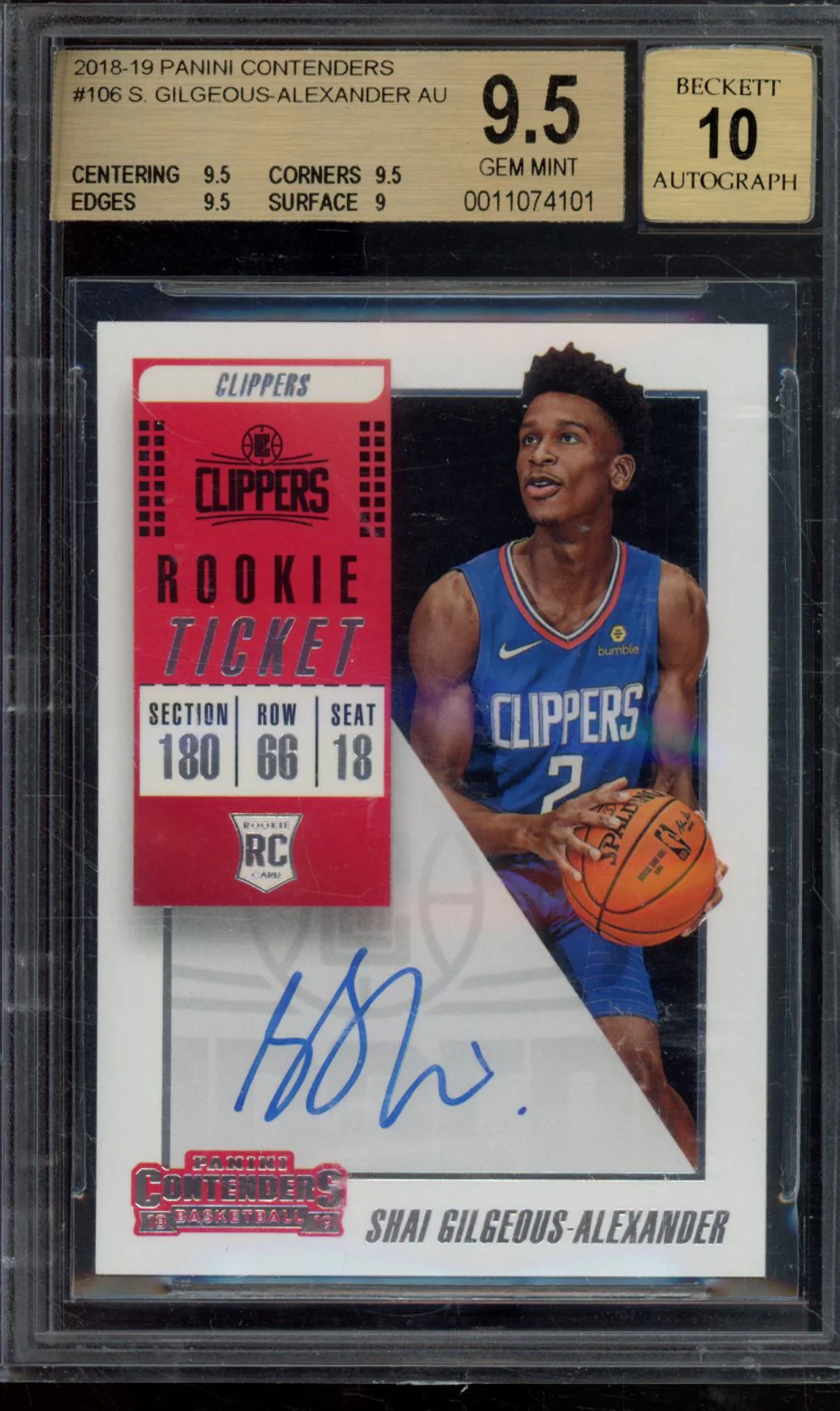 SHAI GILGEOUS-ALEXANDER AU RC 2018-19 PANINI CONTENDERS BGS 9.5