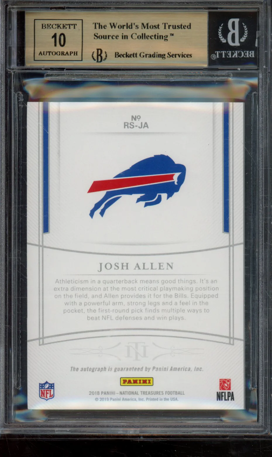 JOSH ALLEN/99 2018 PANINI NATIONAL TREASURES ROOKIE SIGNATURES BGS 9.5 - Image 2