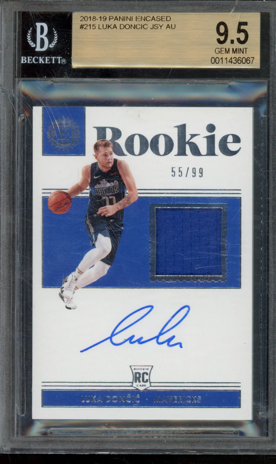 LUKA DONCIC JSY AU 2018-19 PANINI ENCASED BGS 9.5