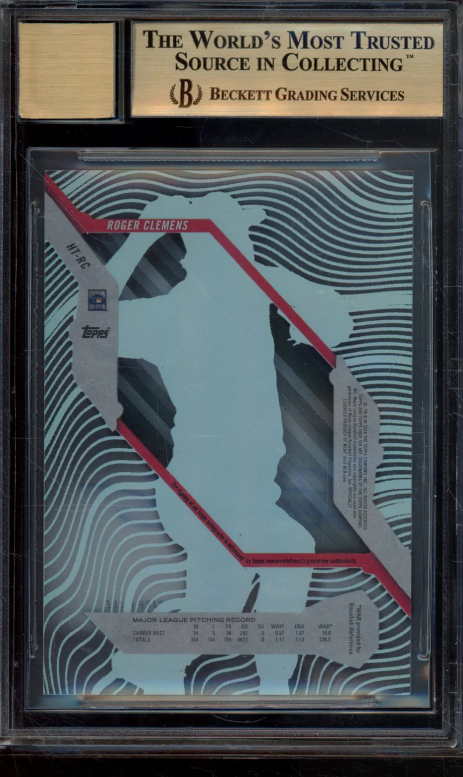 ROGER CLEMENS 2018 TOPPS HIGH TEK AUTOGRAPHS BGS 10 - Image 2