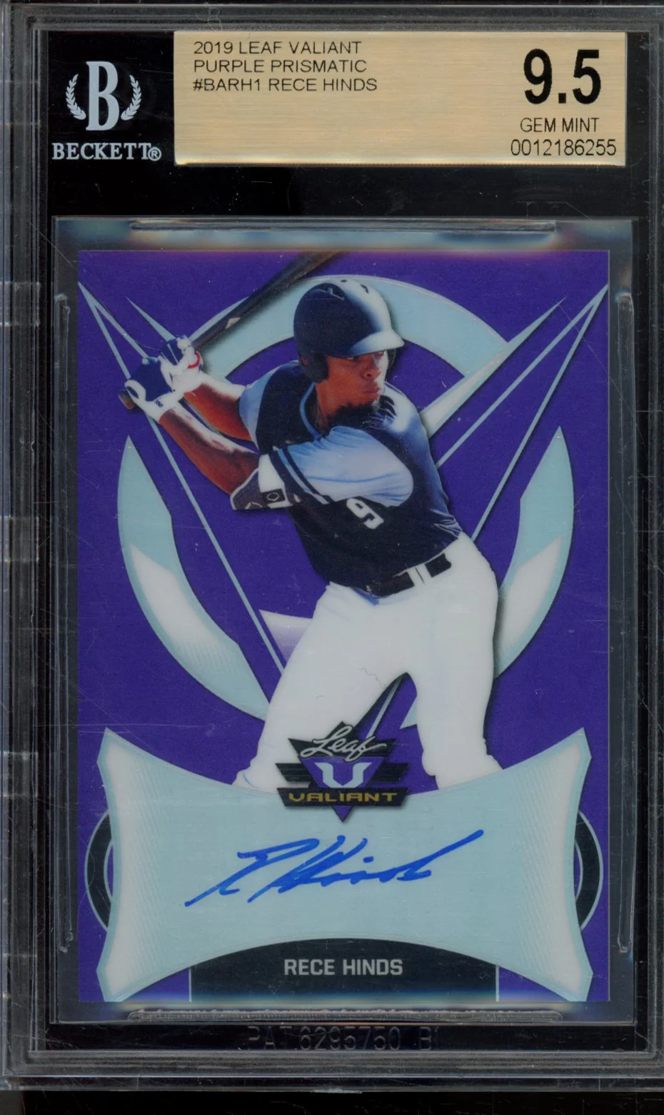 RECE HINDS 2019 LEAF VALIANT PURPLE PRISMATIC BGS 9.5