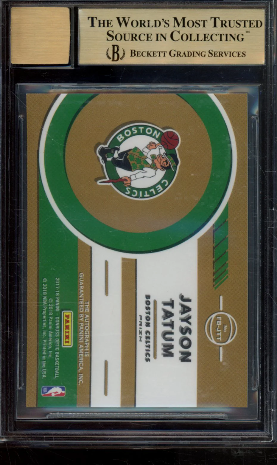 JAYSON TATUM 2017-18 DONRUSS OPTIC FAST BREAK SIGNATURES BGS 9.5 - Image 2