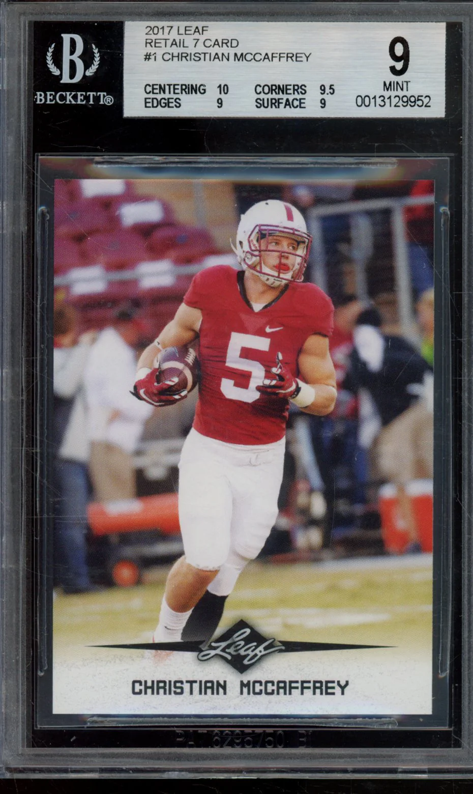 CHRISTIAN MCCAFFREY 2017 LEAF RETAIL 7 CARD BGS 9