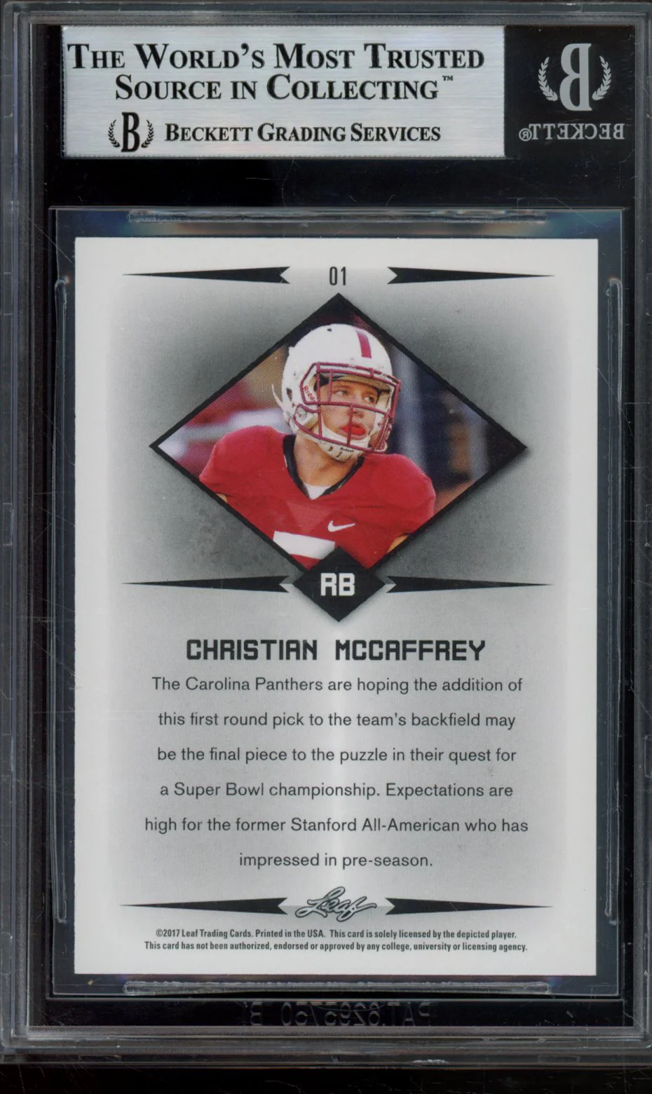 CHRISTIAN MCCAFFREY 2017 LEAF RETAIL 7 CARD BGS 9 - Image 2