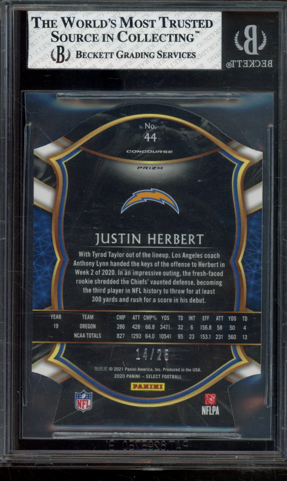 JUSTIN HERBERT 2020 SELECT PRIZM TIE DYE DIE CUT BGS 8 - Image 2