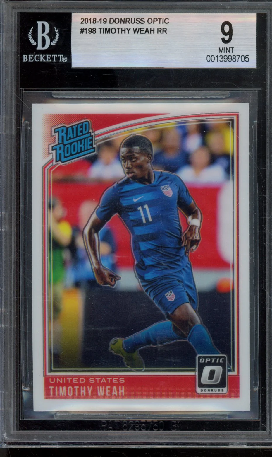 TIMOTHY WEAH RR 2018-19 DONRUSS OPTIC BGS 9