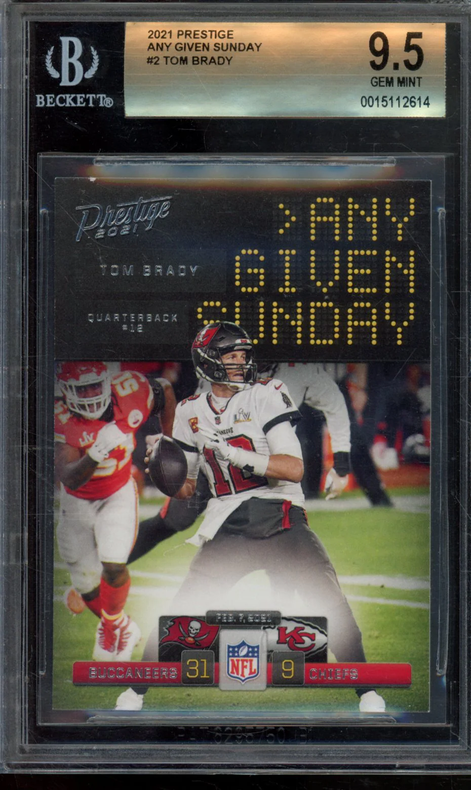 TOM BRADY 2021 PRESTIGE ANY GIVEN SUNDAY BGS 9.5