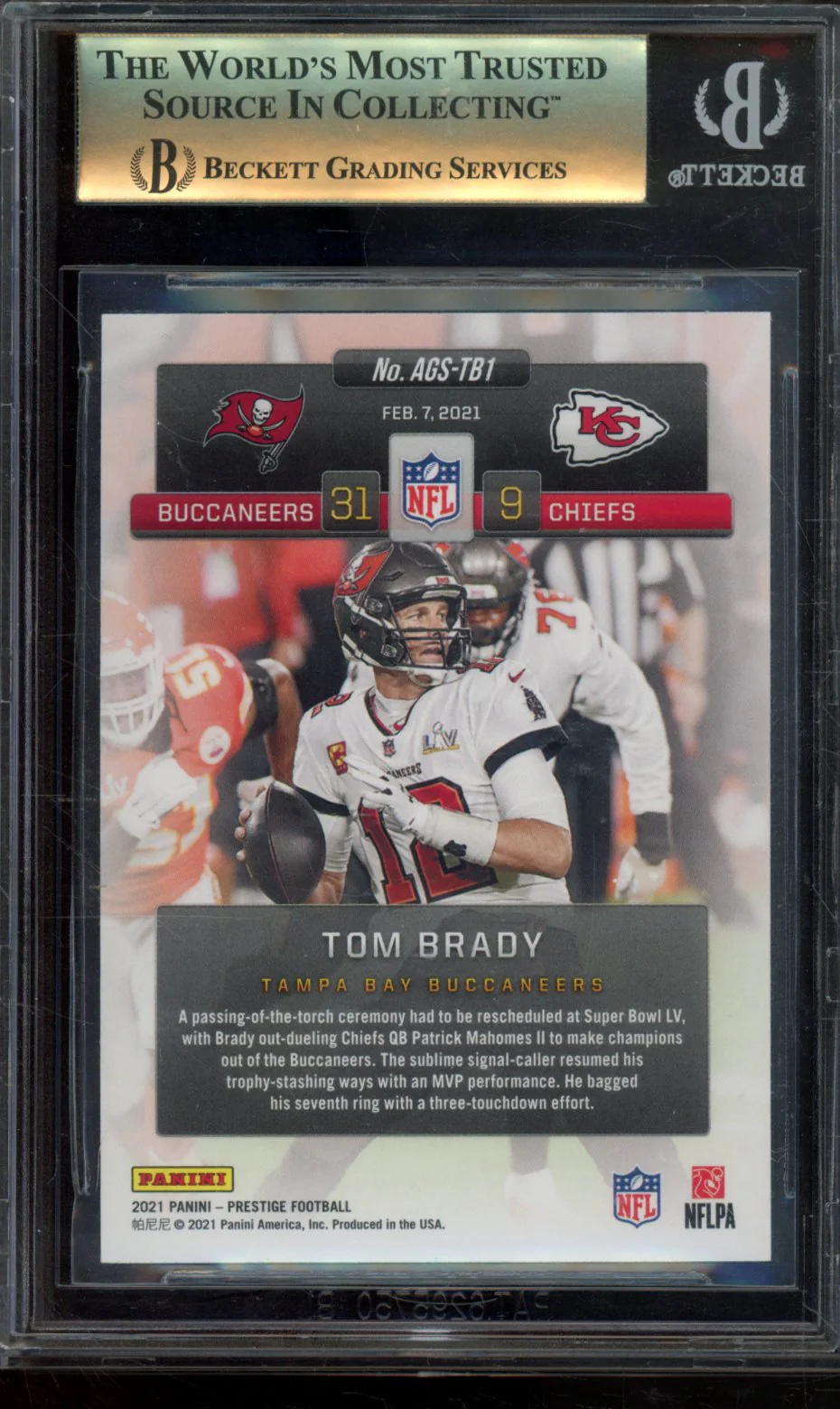 TOM BRADY 2021 PRESTIGE ANY GIVEN SUNDAY BGS 9.5 - Image 2
