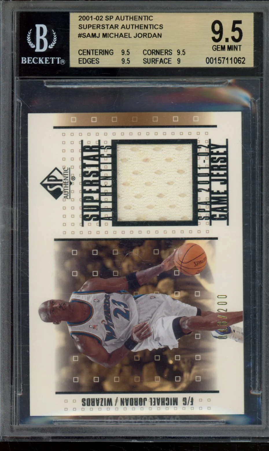 MICHAEL JORDAN 2001-02 SP AUTHENTIC SUPERSTAR AUTHENTICS BGS 9.5