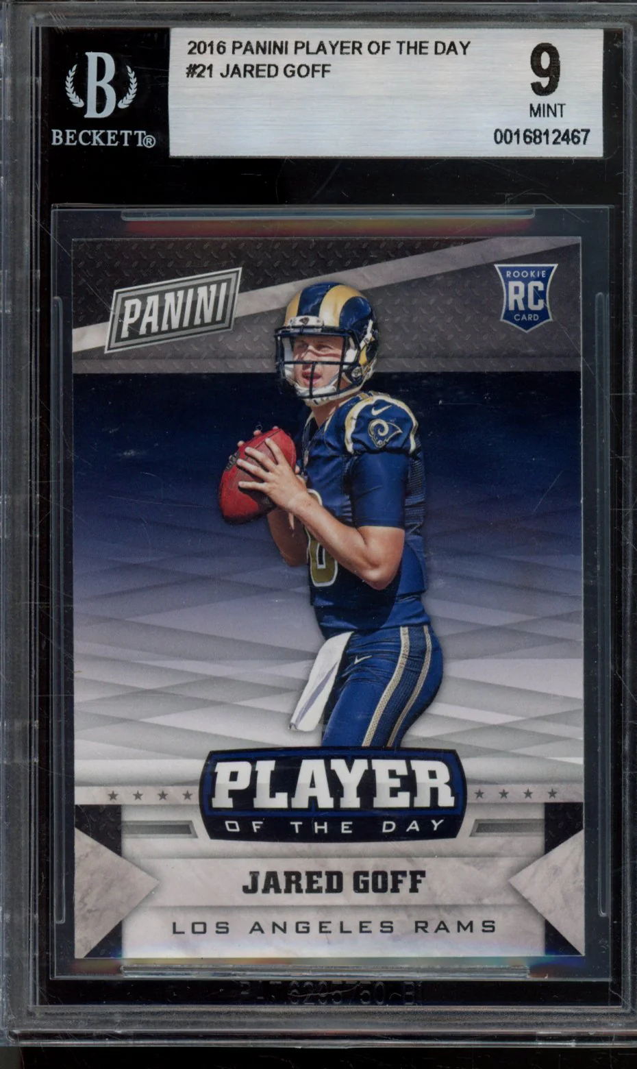 JARED GOFF 2016 PANINI PLAYER OF THE DAY BGS 9