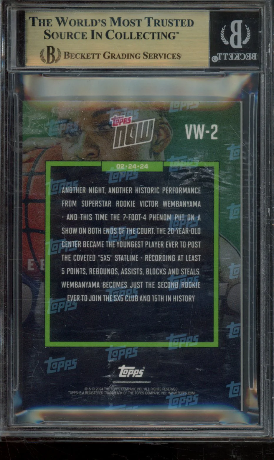 VICTOR WEMBANYAMA/29675* 2023-24 TOPPS NOW VICTOR WEMBANYAMA BGS 9.5 - Image 2