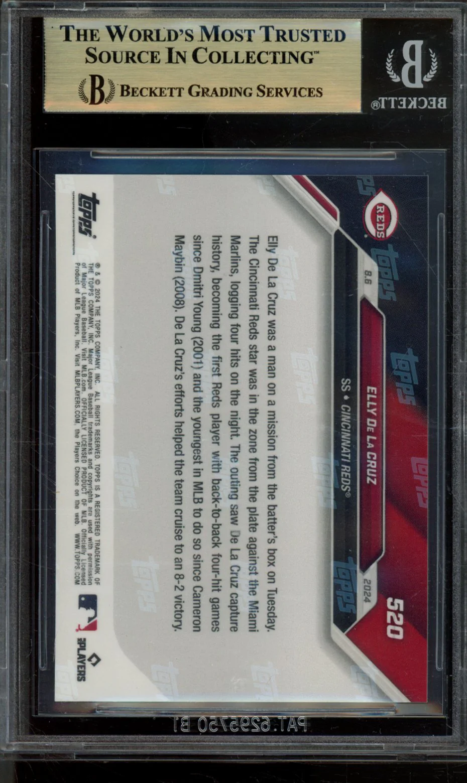 ELLY DE LA CRUZ/3073* 2024 TOPPS NOW BGS 9.5 - Image 2
