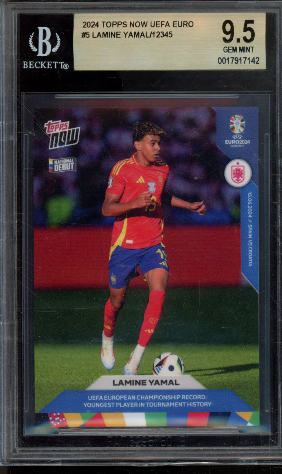 LAMINE YAMAL/12345* 2024 TOPPS NOW UEFA EURO BGS 9.5