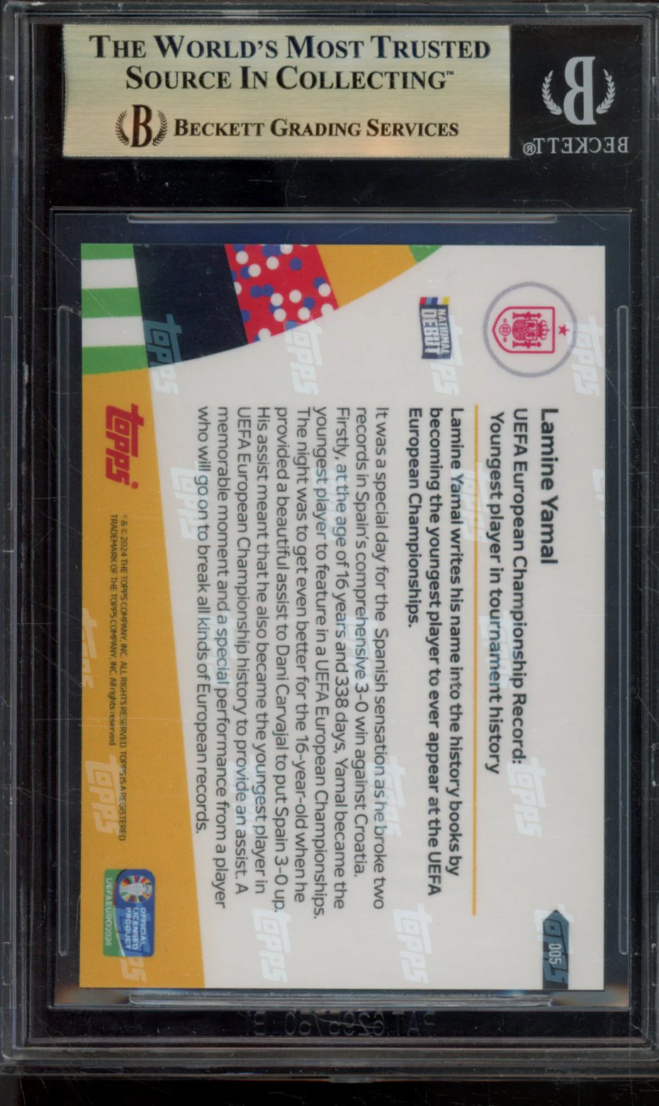 LAMINE YAMAL/12345* 2024 TOPPS NOW UEFA EURO BGS 9.5 - Image 2