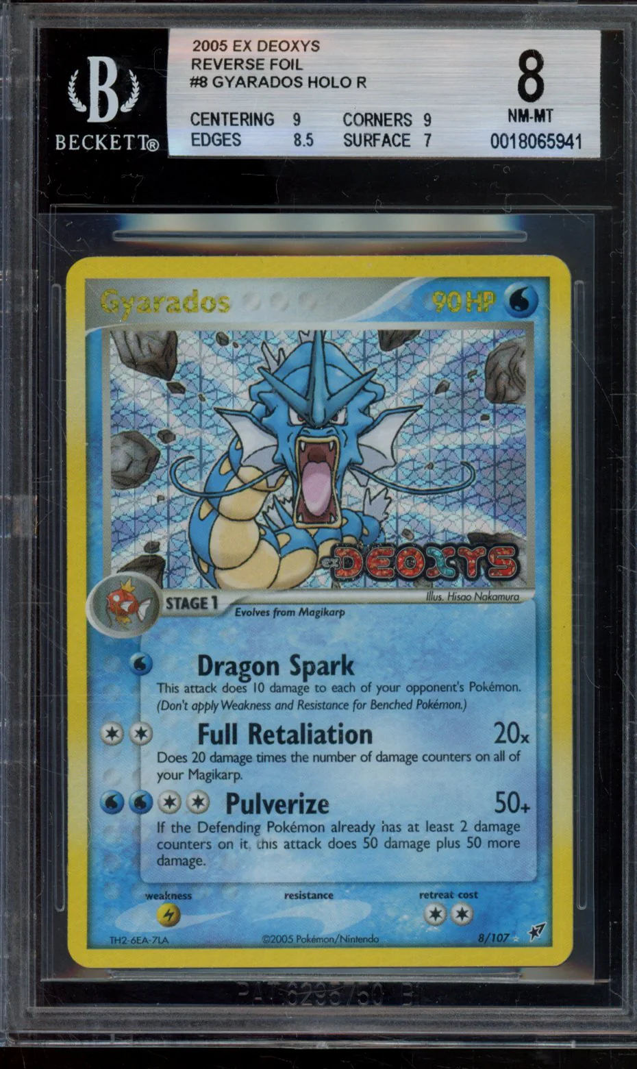 GYARADOS HOLO R 2005 POKEMON EX DEOXYS REVERSE FOIL BGS 8