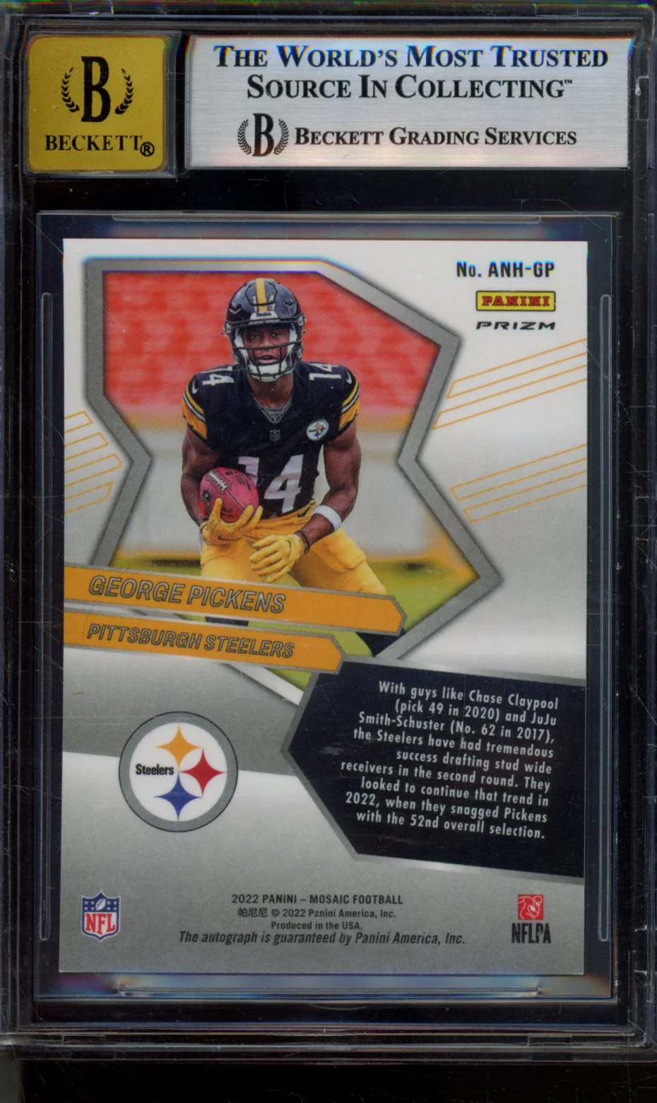 GEORGE PICKENS 2022 PANINI MOSAIC AUTOGRAPHS NO HUDDLE BGS 9 - Image 2