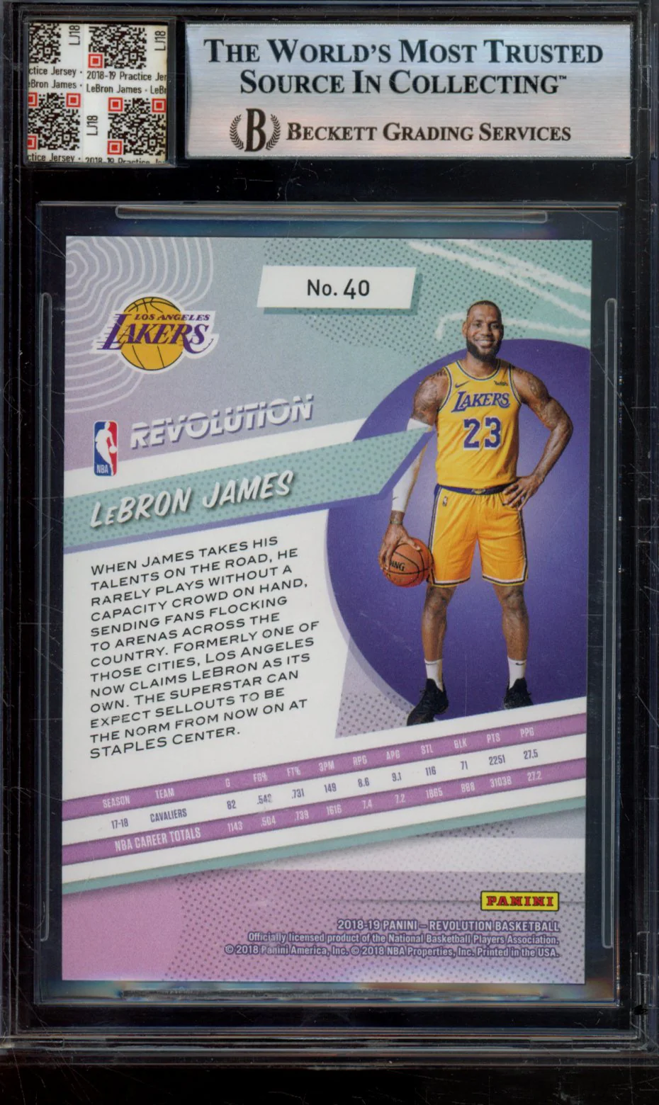 LEBRON JAMES 2018-19 PANINI REVOLUTION BGS AUTHENTIC - Image 2