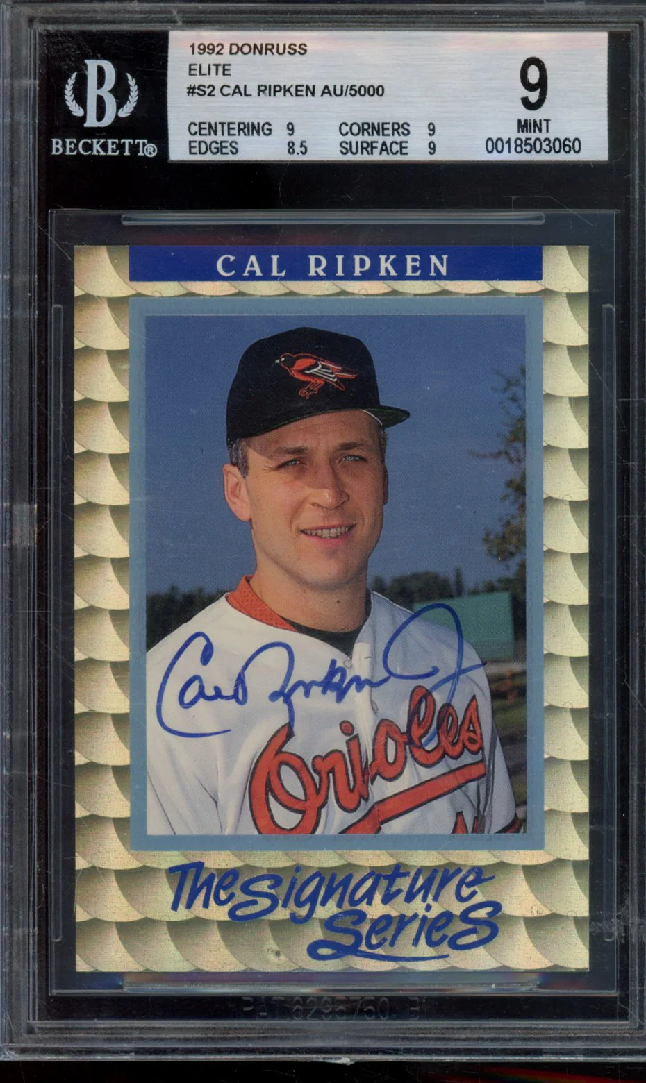 CAL RIPKEN AU/5000 1992 DONRUSS ELITE BGS 9