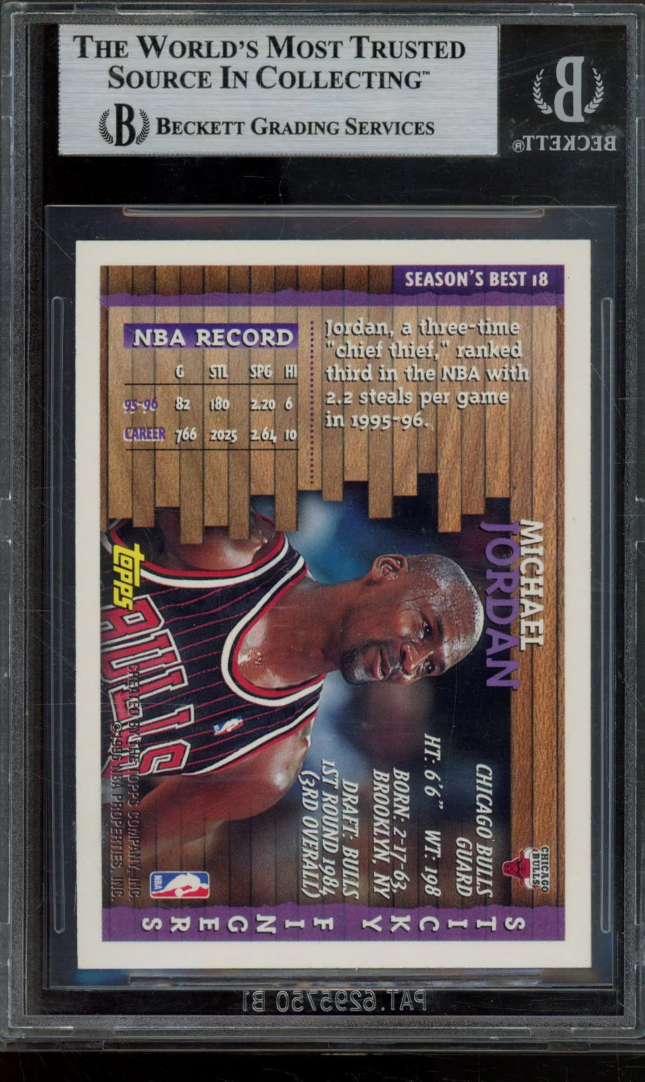 MICHAEL JORDAN 1996-97 TOPPS SEASON'S BEST BGS 8.5 - Image 2