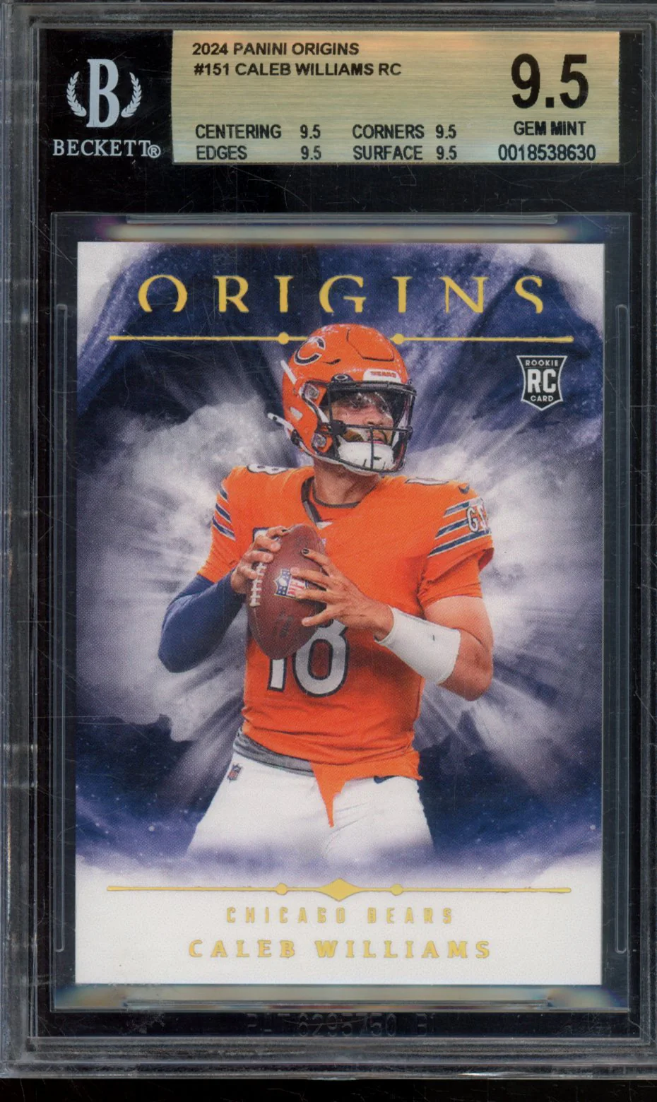 CALEB WILLIAMS RC 2024 PANINI ORIGINS BGS 9.5