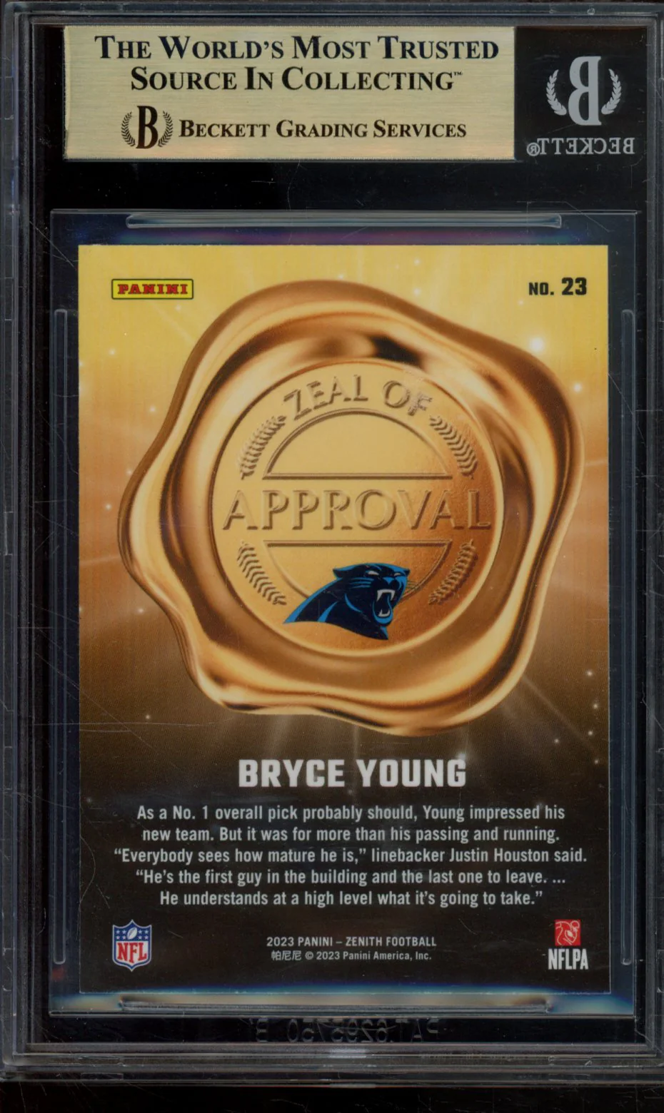 BRYCE YOUNG 2023 ZENITH ZEAL OF APPROVAL BGS 9.5 - Image 2