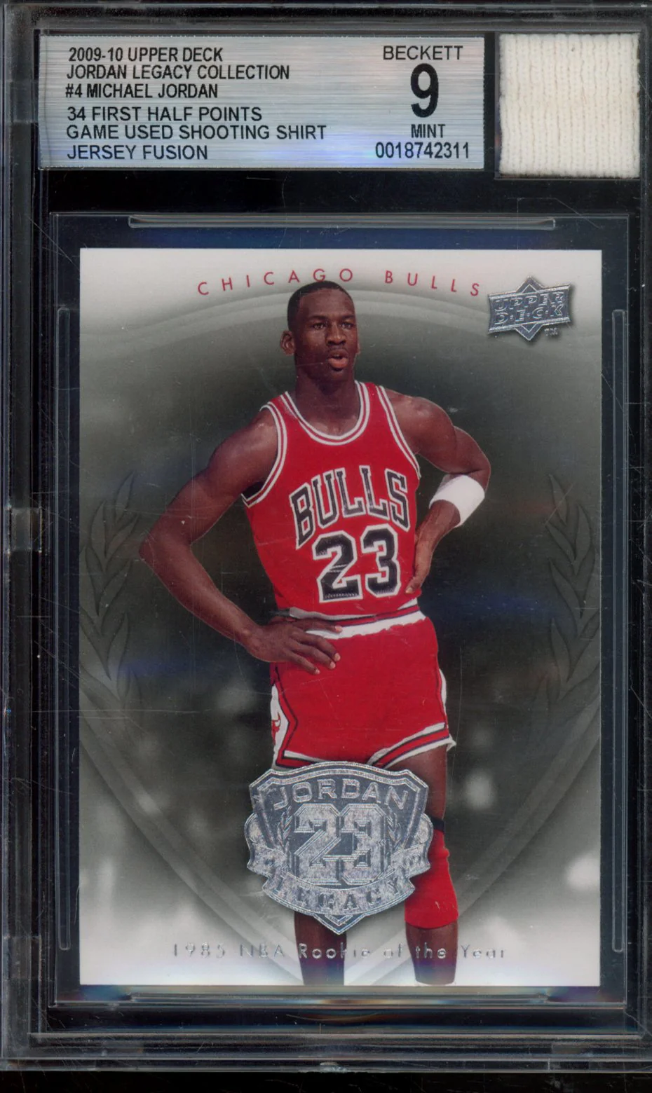 MICHAEL JORDAN/34 FIRST HALF POINTS 2009-10 UPPER DECK MICHAEL JORDAN LEGACY COLLECTION BGS 9