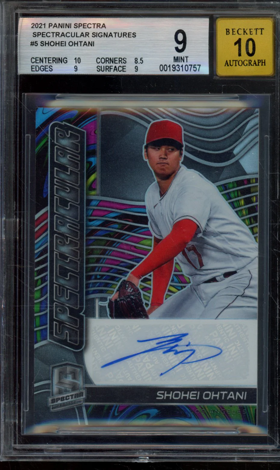 SHOHEI OHTANI 2021 PANINI SPECTRA SPECTRACULAR SIGNATURES BGS 9
