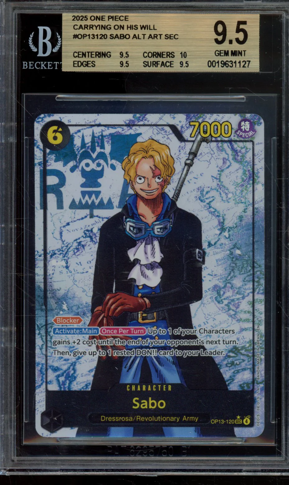 SABO ALT ART SEC 2025 ONE PIECE CARD GAME CARRYING ON HIS WILL BGS 9.5