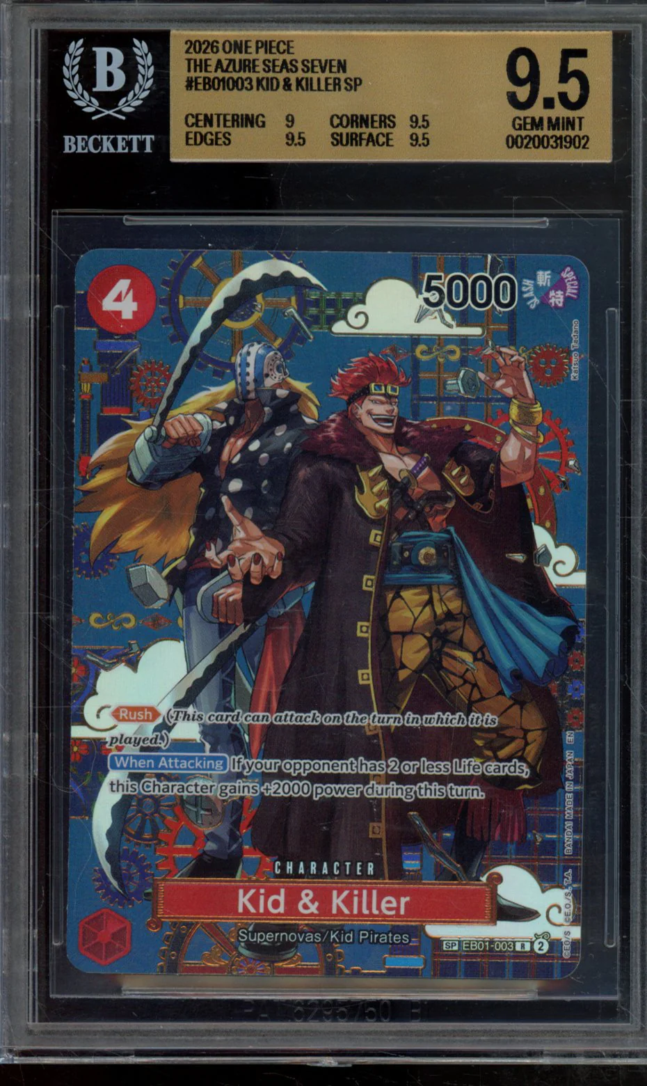 KID & KILLER SP 2026 ONE PIECE CARD GAME THE AZURE SEA'S SEVEN BGS 9.5