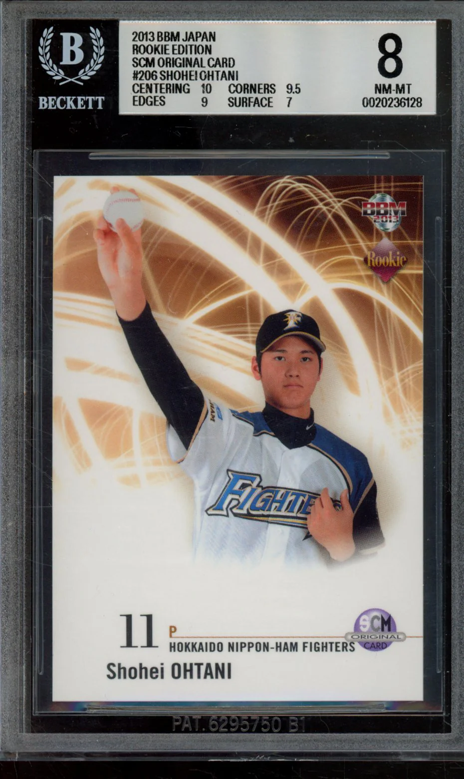 SHOHEI OHTANI 2013 BBM JAPAN ROOKIE EDITION SCM ORIGINAL CARD BGS 8