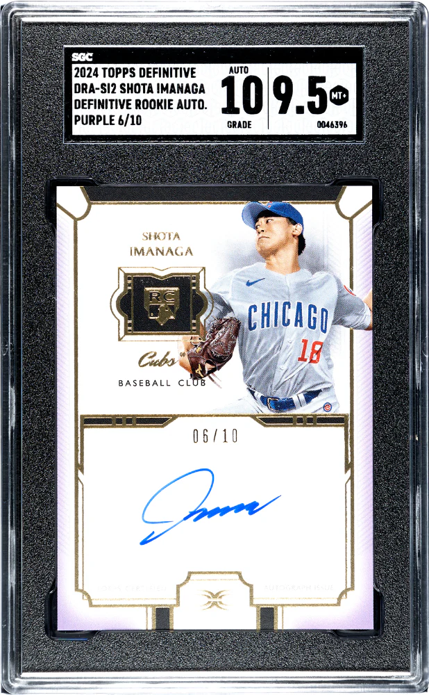 SHOTA IMANAGA #DRA-SI2 2024 TOPPS DEFINITIVE COLLECTION DEFINITIVE ROOKIE AUTO. PURPLE /10 SGC 9.5 MT+