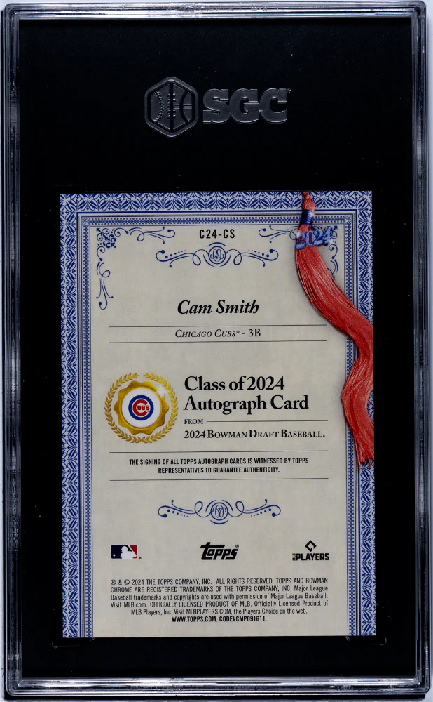 CAM SMITH #C24-CS 2024 BOWMAN DRAFT CLASS OF 2024 AUTO. GREEN REF. /99 SGC 8.5 NM, MT+ - Image 2