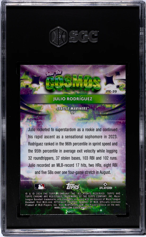 JULIO RODRIGUEZ #ITC-20 2024 TOPPS COSMIC CHROME INTO THE COSMOS SGC 9.5 MT+ - Image 2