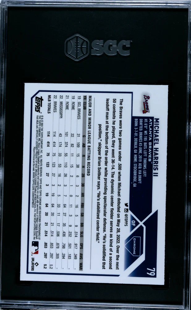 MICHAEL HARRIS II #79 2023 TOPPS CHROME - SGC 10 GEM - Image 2