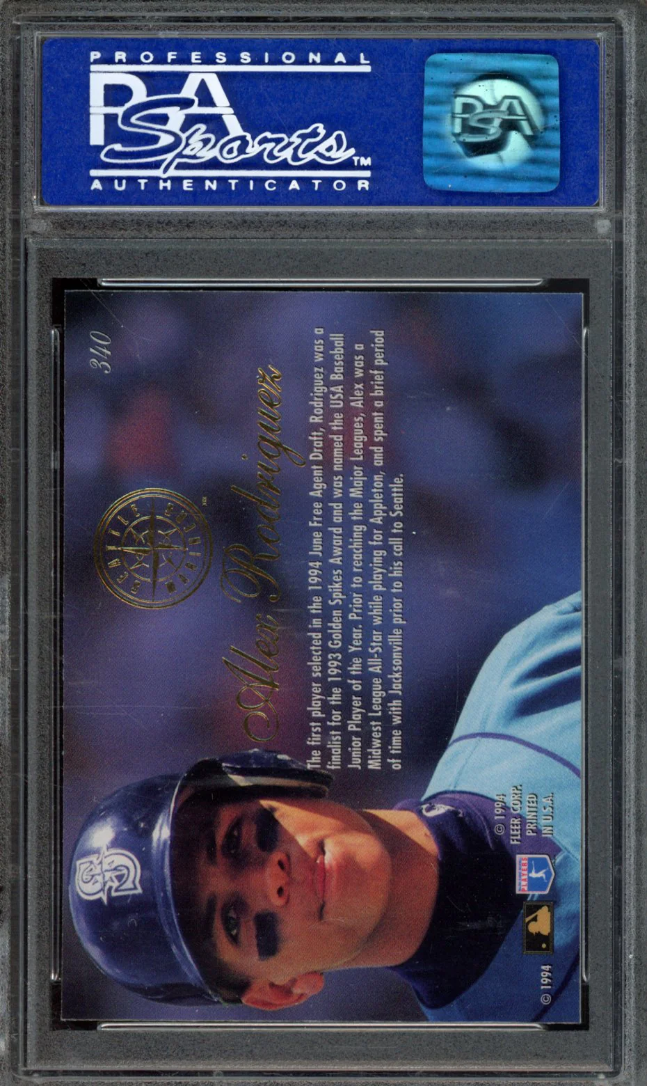 1994 FLAIR #340 ALEX RODRIGUEZ PSA 10 - Image 2