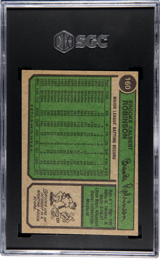 BROOKS ROBINSON #160 1974 TOPPS - SGC 3.5 VG+ - Image 2