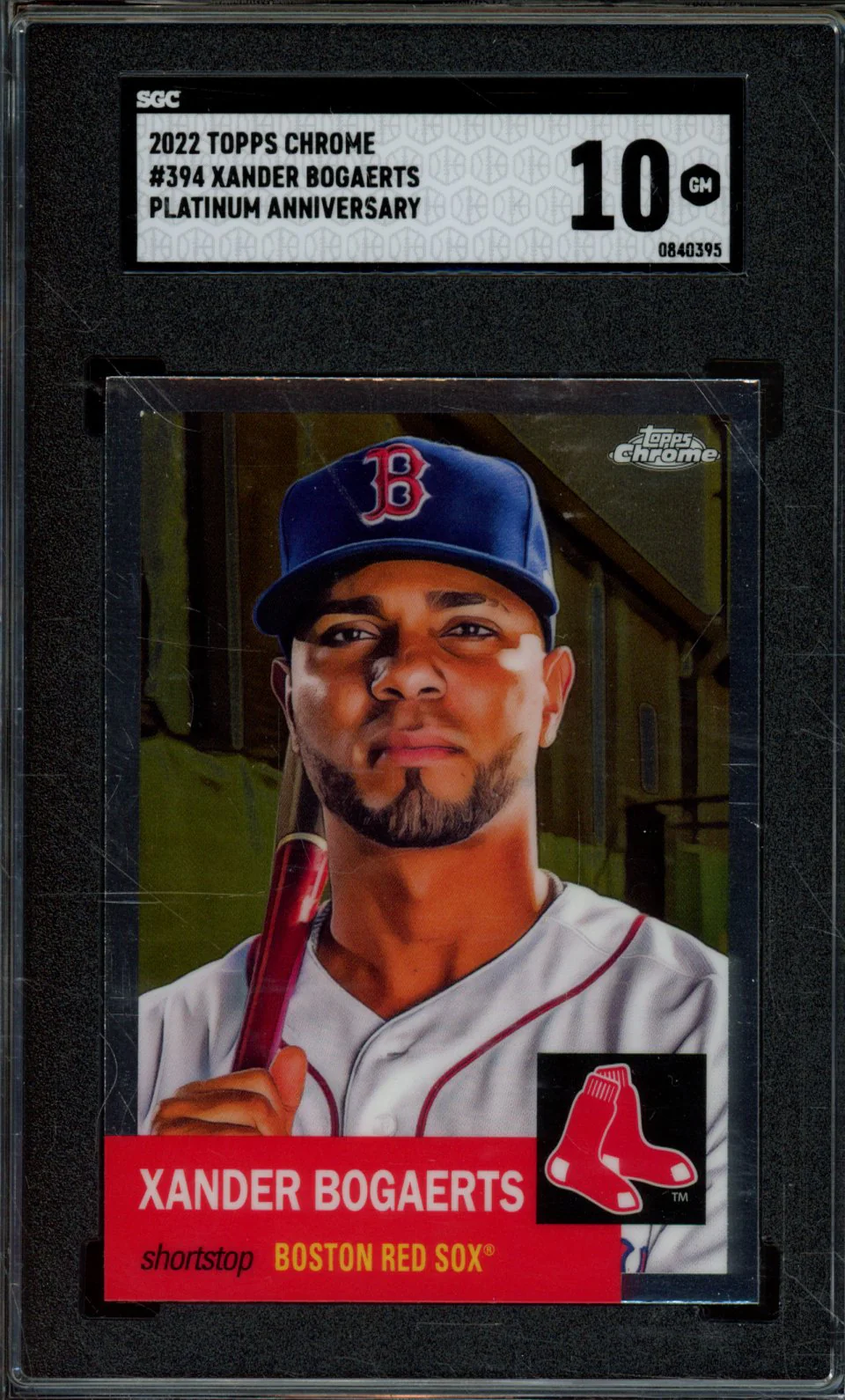 2022 TOPPS CHROME #394 XANDER BOGAERTS PLATINUM ANNIVERSARY SGC 10