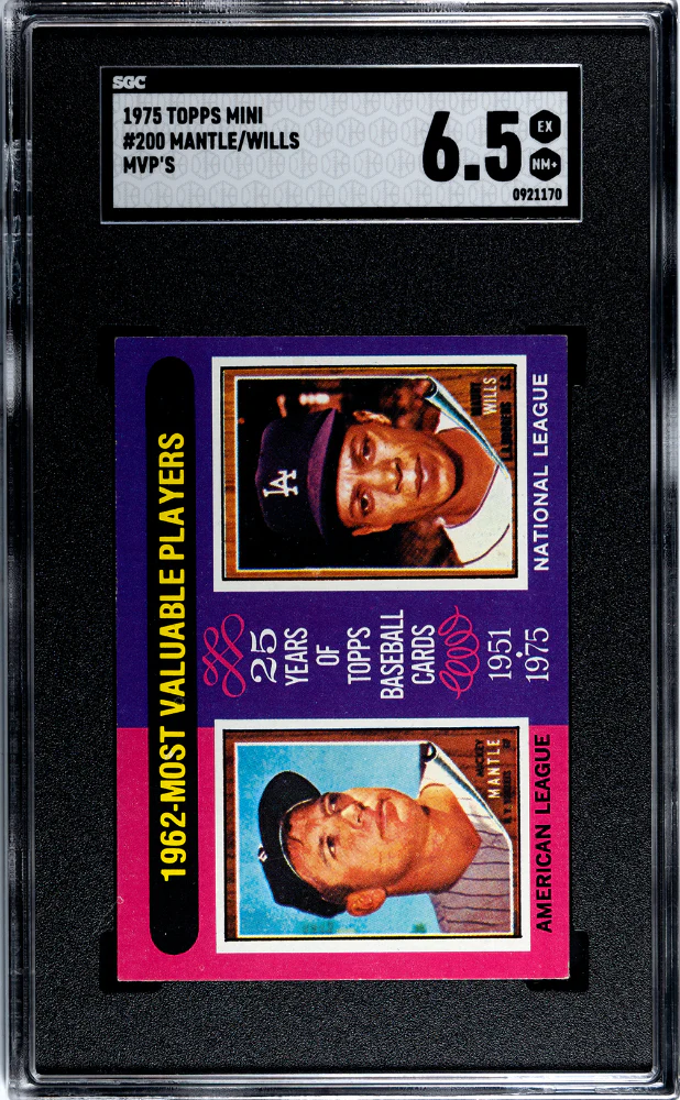 WILLS/MANTLE #200 1975 TOPPS MINI MVP'S SGC 6.5 EX, NM+