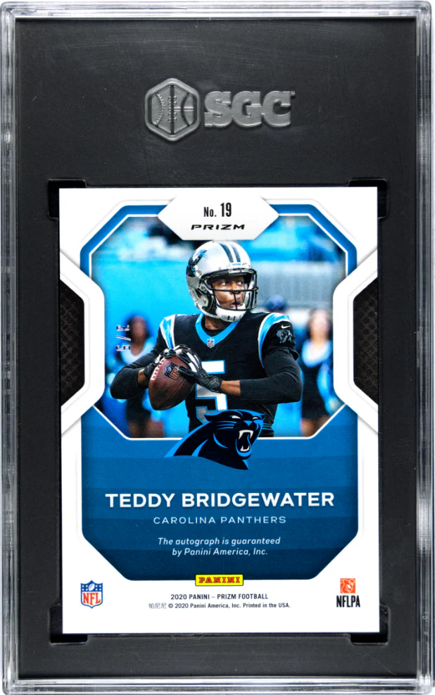 TEDDY BRIDGEWATER #19 2020 PANINI PRIZM SENSATIONAL SIGS. GOLD PRIZM /5 SGC 10 GEM - Image 2