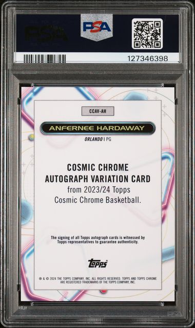 2023 TOPPS COSMIC CHROME COSMIC CHROME AUTOGRAPH #AH ANFERNEE HARDAWAY CC AUTO-GOLD INTERSTELLAR PSA 10 - Image 2