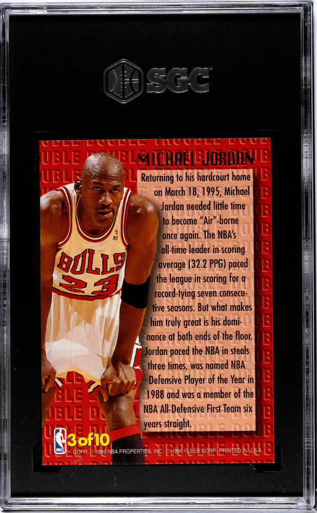 MICHAEL JORDAN #3 1995-96 FLEER ULTRA DOUBLE TROUBLE SGC 9 MT - Image 2